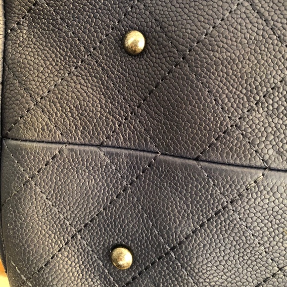 Chanel Blue Quilted Caviar Leather CC Tote Bag - Large - Picture 8 of 12